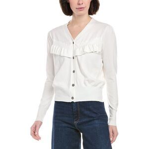 Rain + Rose Womens Ruffle Cardigan, White